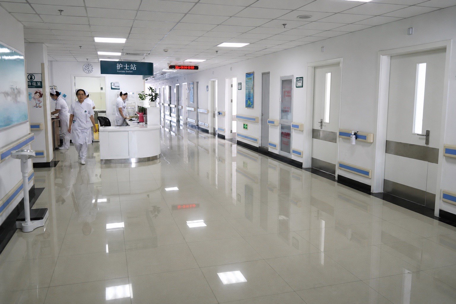 Nursing station and patient corridor at Beijing 306 Hospital