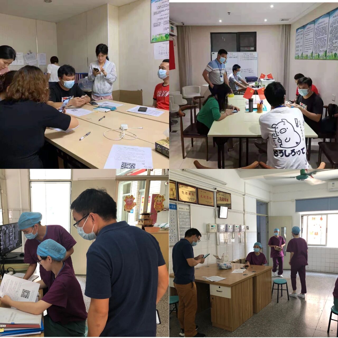 Local teams assigning devices and checking the P20 monitoring workflow at Guangzhou locations