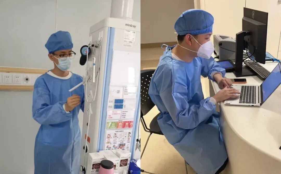 Clinical staff configuring the P20 group monitoring workflow at Shenzhen Third People's Hospital